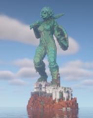 Oxidized copper makes up the bulk of this build (Image via Mojang)